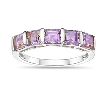 Gemminded Sterling Silver Square Gemstone Bezel & Prong Ring