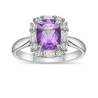 Gemminded Sterling Silver Amethyst & Lab-Created White Sapphire Ring