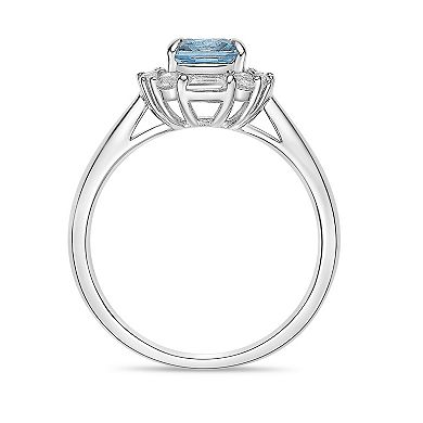 Gemminded Sterling Silver Lab-Create White Sapphire & Gemstone Ring