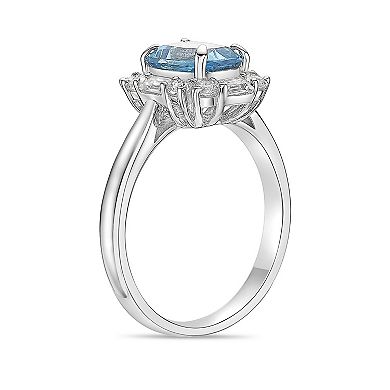 Gemminded Sterling Silver Lab-Create White Sapphire & Gemstone Ring