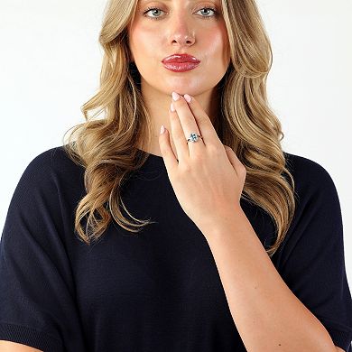 Gemminded Sterling Silver Lab-Create White Sapphire & Gemstone Ring