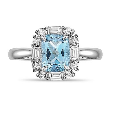 Gemminded Sterling Silver Lab-Create White Sapphire & Gemstone Ring