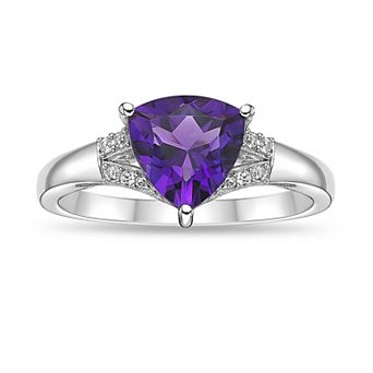 Gemminded Sterling Silver Polished Amethyst & Lab-Created White Sapphire Ring