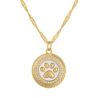 Ivy Sharpe 14k Gold Plated Cubic Zirconia Dog Paw Pendant Necklace