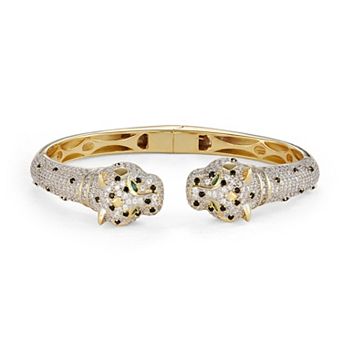 Ivy Sharpe 14k Gold Plated Cubic Zirconia Panther Bangle Bracelet