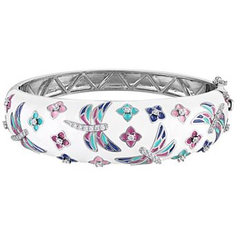 Ivy Sharpe Cubic Zirconia Dragonfly & Flowers Bangle Bracelet