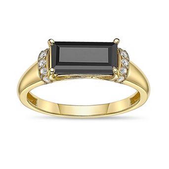 Gemminded 18k Gold Over Silver Spinel Baguette & Lab-Created White Sapphire Ring
