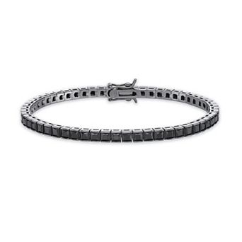 Gemminded Sterling Silver Square Spinel Tennis Bracelet