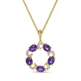 Gemminded 18k Gold Over Silver Amethyst & Lab-Created White Sapphire Open Circle Pendant Necklace