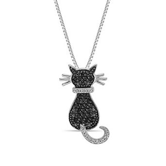 Gemminded Sterling Silver Spinel & Lab-Created White Sapphire Cat Pendant Necklace