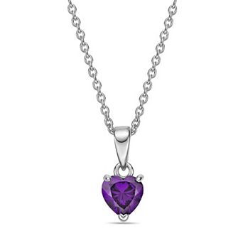 Gemminded Sterling Silver Polished Amethyst Heart Pendant Necklace