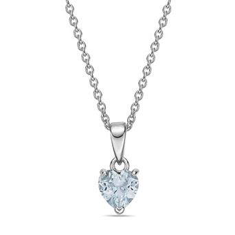 Gemminded Sterling Silver Heart Birthstone Pendant Necklace
