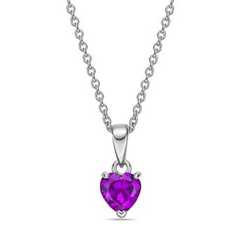 Gemminded Sterling Silver Heart Birthstone Pendant Necklace