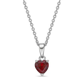 Gemminded Sterling Silver Heart Birthstone Pendant Necklace