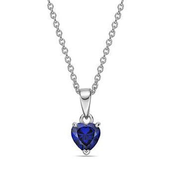 Gemminded Sterling Silver Heart Birthstone Pendant Necklace