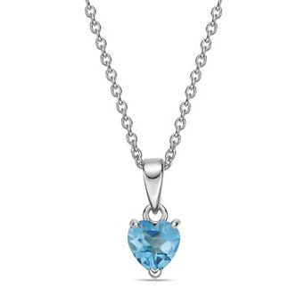 Gemminded Sterling Silver Heart Birthstone Pendant Necklace