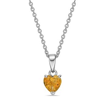Gemminded Sterling Silver Heart Birthstone Pendant Necklace