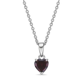 Gemminded Sterling Silver Heart Birthstone Pendant Necklace