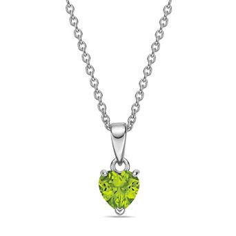 Gemminded Sterling Silver Heart Birthstone Pendant Necklace