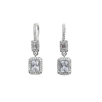 The Collective by DBJ Baguette Drop Earrings with White Zirconia