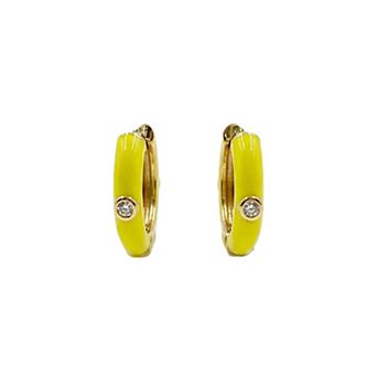 The Collective by DBJ Moss Hoop Earrings with Green Enamel and White Zirconia