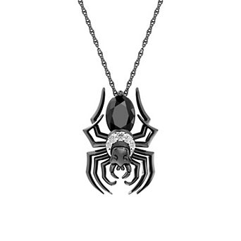 Harry Potter Silver Sterling Silver Diamond Accent & Black Onyx Acromantula Pendant Necklace