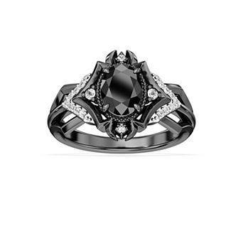 Harry Potter Acromantula Sterling Silver 1/10 Carat T.W. Diamond & Black Onyx Ring