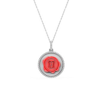 Rhodium Over Sterling Silver Diamond Accent Hogwarts Harry Potter Pendant Necklace