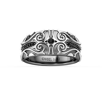 Harry Potter Sterling Silver Round Black Spinel Pave & Prong Ring