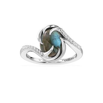 Harry Potter Sterling Silver 1/8 Carat T.W. Diamond & Labradorite Ring