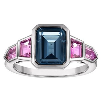 Ivy Sharpe 14k Gold-Plated London Blue Topaz & Created Pink Sapphire Ring