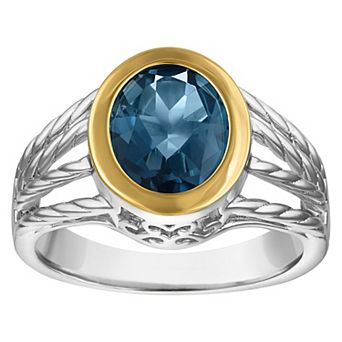 Ivy Sharpe Rhodium-Plated London Blue Topaz Bezel Set Ring