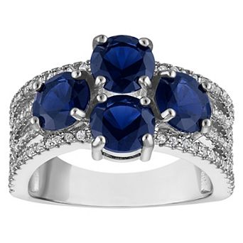 Ivy Sharpe Rhodium-Plated Lab-Created Sapphire Ring