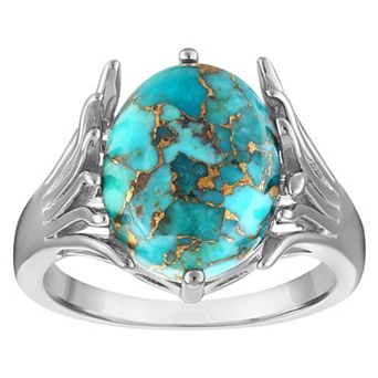 Ivy Sharpe Rhodium-Plated Oval Turquoise Comfort Fit Ring