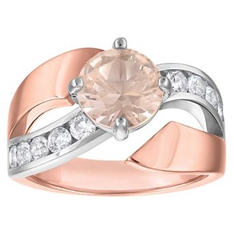 Ivy Sharpe 14k Rose Gold-Plated Emerald Cut Lab-Created Morganite Ring