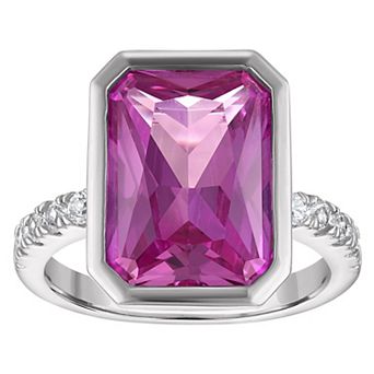 Ivy Sharpe Rhodium-Plated Lab-Created Pink Sapphire Ring