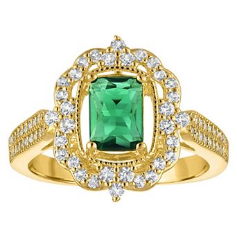 Ivy Sharpe 14k Gold-Plated Simulated Emerald Ring