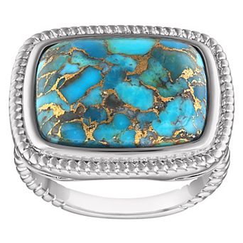 Ivy Sharpe Rhodium-Plated Bezel Set Turquoise Ring
