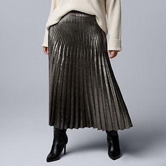 Plus Size Simply Vera Vera Wang Pleated Midi Skirt