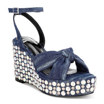 Rag & Co Moondot Women's Wedge Heel Sandals With Embellished Design