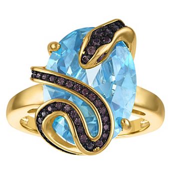 Ivy Sharpe 14k Gold-Plated Lab-Created Blue Topaz Snake Ring