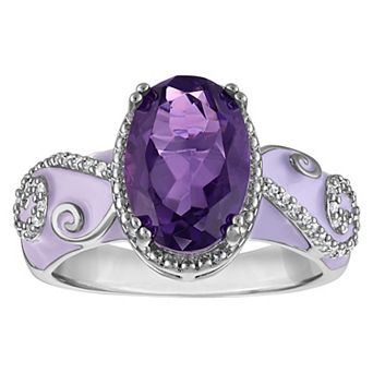 Ivy Sharpe 14k Gold Oval Amethyst Gemstone Comfort Fit Ring