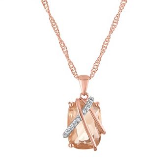 Ivy Sharpe 14k Rose Gold-Plated Lab-Created Morganite Pendant Necklace