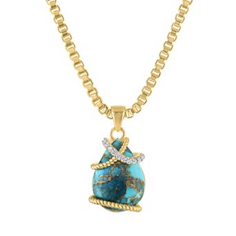 Ivy Sharpe 14k Gold-Plated Pear-Shaped Turquoise Pendant Necklace