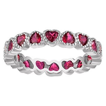 Ivy Sharpe Rhodium-Plated Simulated Gemstone Heart Ring