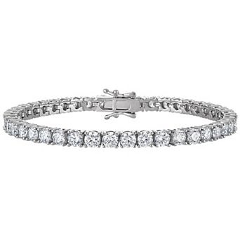 Ivy Sharpe Rhodium-Plated Birthstone Cubic Zirconia Tennis Bracelet