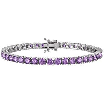 Ivy Sharpe Rhodium-Plated Birthstone Cubic Zirconia Tennis Bracelet