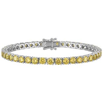 Ivy Sharpe Rhodium-Plated Birthstone Cubic Zirconia Tennis Bracelet
