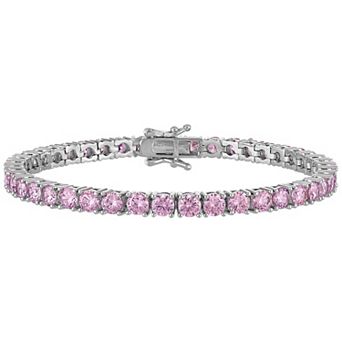 Ivy Sharpe Rhodium-Plated Birthstone Cubic Zirconia Tennis Bracelet