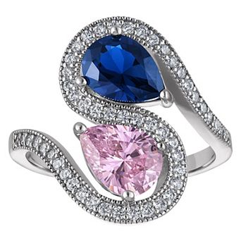 Ivy Sharpe Rhodium-Plated Simulated Sapphire Comfort Fit Ring